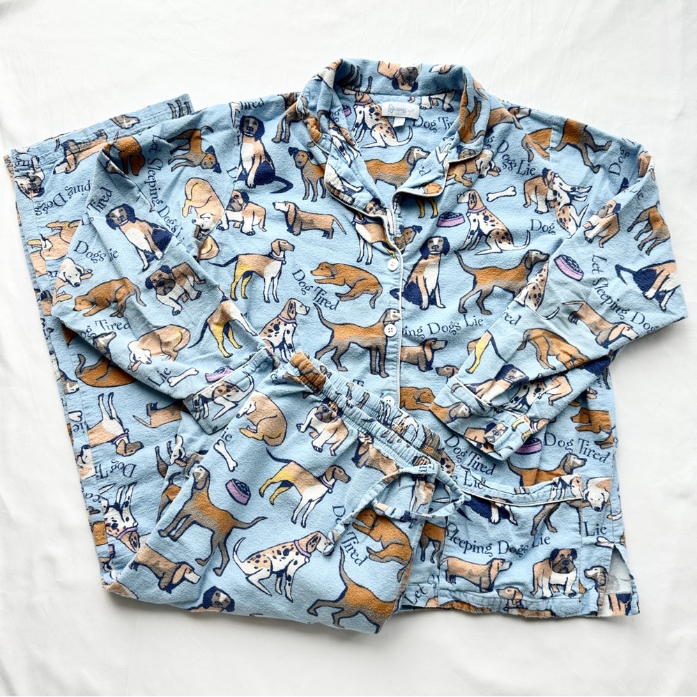 Pajamagram Dog Print Pajama Lounge Set Cozy Coastal Grandma 🐕 Size Large